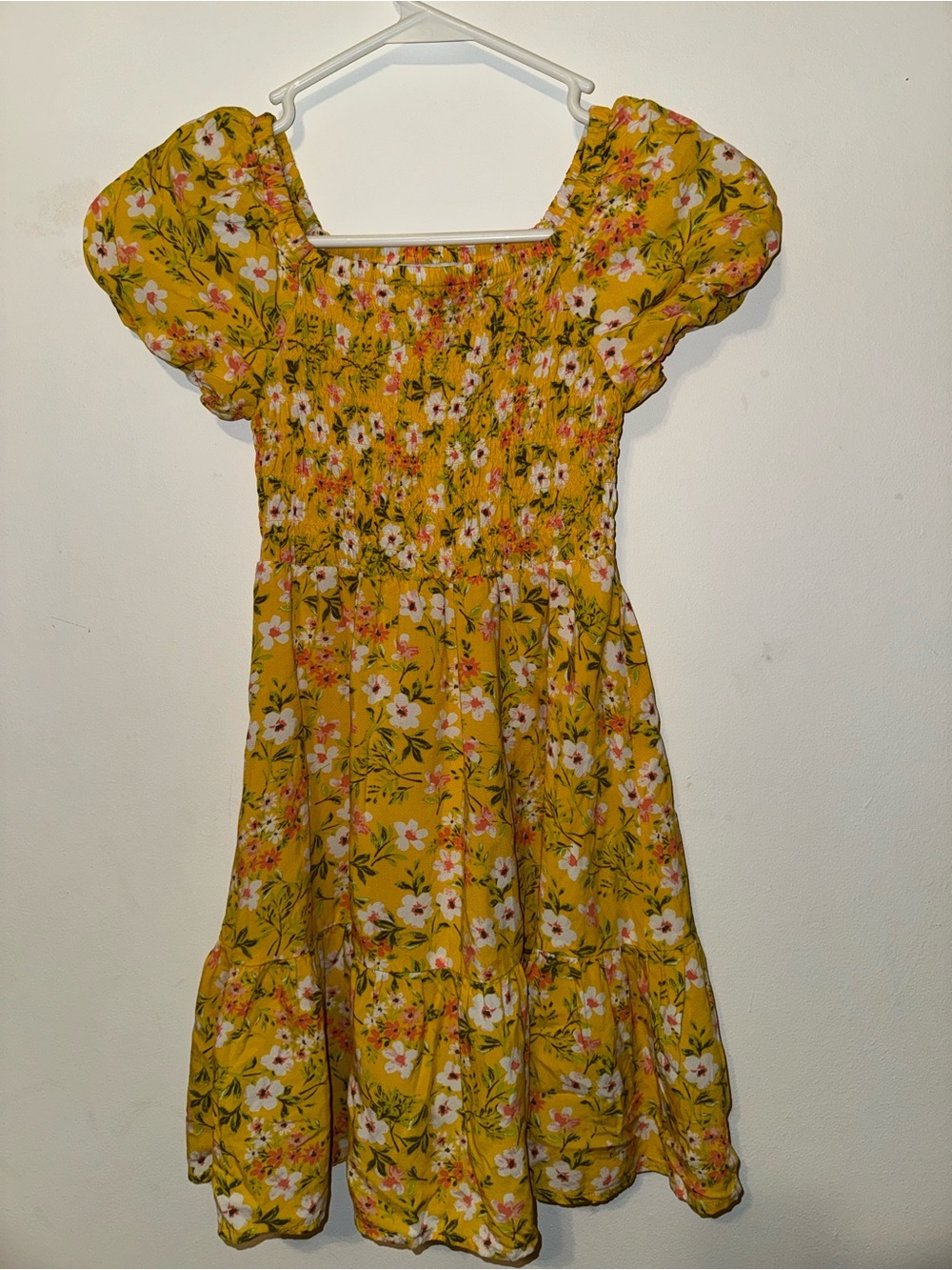 Children's Place Girls 7/8 Yellow Floral Sleeve Dress